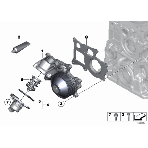 Termostat BMW E70N E71 E84 E91N F01N F06 F07 F10 F11 F13 F15 F20 F21 F22 F25 F30 F32 F34 F36 - 11518512234
