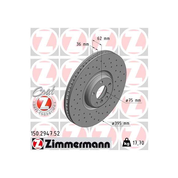 Tarcza hamulcowa wiercona przód lewa BMW E70 E71 M X6 X5 F15 F16 25dX 30dX 35iX 35dX 50iX M50dX - 34116789069