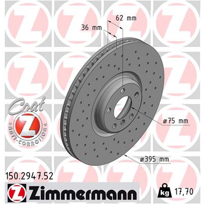 Tarcza hamulcowa wiercona przód lewa BMW E70 E71 M X6 X5 F15 F16 25dX 30dX 35iX 35dX 50iX M50dX - 34116789069