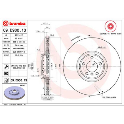 Tarcza hamulcowa przód prawa BMW E70 E71 M X6 X5 F15 F16 25dX 30dX 35iX 35dX 50iX M50dX - 34116789070
