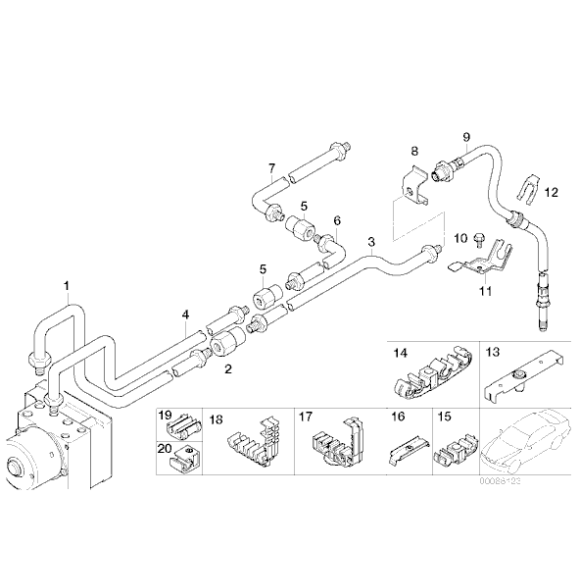 Przewód hamulcowy sztywny tył prawy BMW E46 E60 E61 - 34326766825