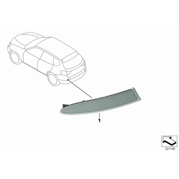 63257352209 Szkło odblaskowe tył lewe BMW F25 X3 18d 18i 20i 20d 28iX 35iX 30dX 35dX - 63257352209 - Części oryginalne BMW Łódź | Sklep internetowy BMW